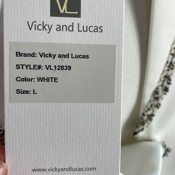 NWT Vicky and Lucas White Tweed Trim Jacket - Picture 5 of 7